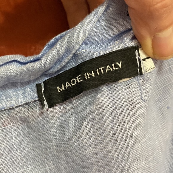 Made In Italy Linen Blue Floral Tank Top Size Medium - Picture 11 of 12